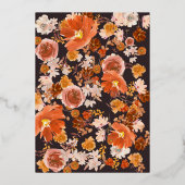 真夜中エレガントリースライトフローラフレームバラ 箔招待状 (裏面)