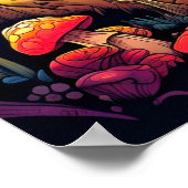 真夜中サイケデリック後のキノコ ポスター (角)