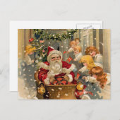 真夜中ドライブヴィンテージのクリスマスカード シーズンポストカード (正面/裏面)