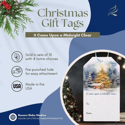 真夜中来の聖降誕祭の贈り澄ん物のラベルに ギフトタグ