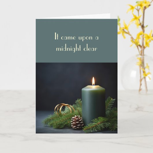 真夜中来の聖降誕祭澄ん カード (黄色い花)