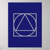 真夜中無地のの青い正方形の三角形 ポスター (正面)