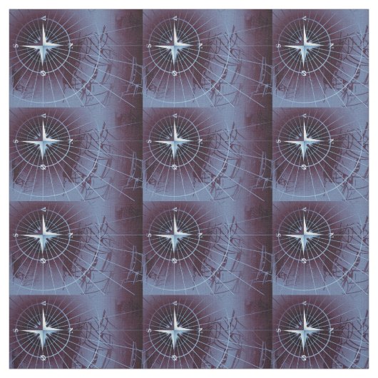 真夜中航海ののコンパス帆船 ファブリック (見本)