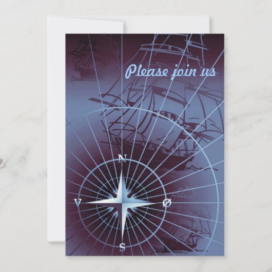 真夜中航海ののコンパス帆船 招待状 (正面)
