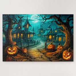 真夜中過ぎ幽霊のよく出るの恐ろしいハロウィンハウス ジグソーパズル