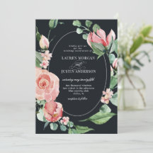 真夜中開花エレガントフローラ結婚式招待状