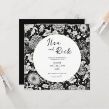 真夜中開花：暗いフローラ結婚式招待状