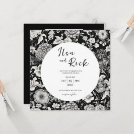 真夜中開花：暗いフローラ結婚式招待状 招待状