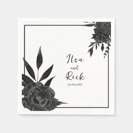 真夜中開花：暗いフローラ エレガント スタンダードカクテルナプキン