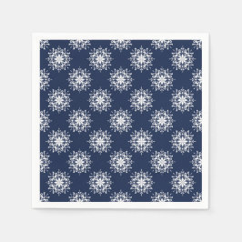 真夜中霜の降りたの青空の雪片デザイン スタンダードカクテルナプキン
