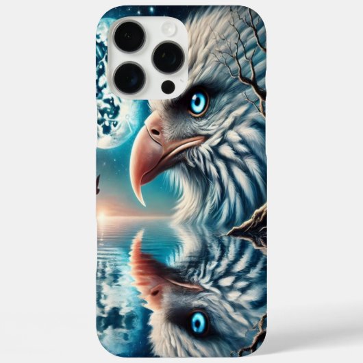 真夜中静かの月の白熱［赤熱］光を放つ下の鷲 Case-Mate iPhoneケース (裏面)