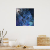 真夜中飛んでいるフクロウのポスター ポスター (キッチン)