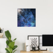 真夜中飛んでいるフクロウのポスター ポスター (ホームオフィス)