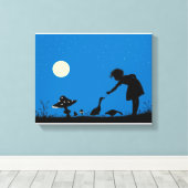 真夜中食べ物を与えの鵞鳥 キャンバスプリント (インサイチュ (ウッドフロア))