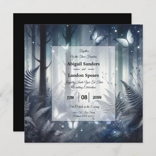 真夜中魔法と月に照らされたウイング結婚ズの出現 招待状 (正面/裏面)