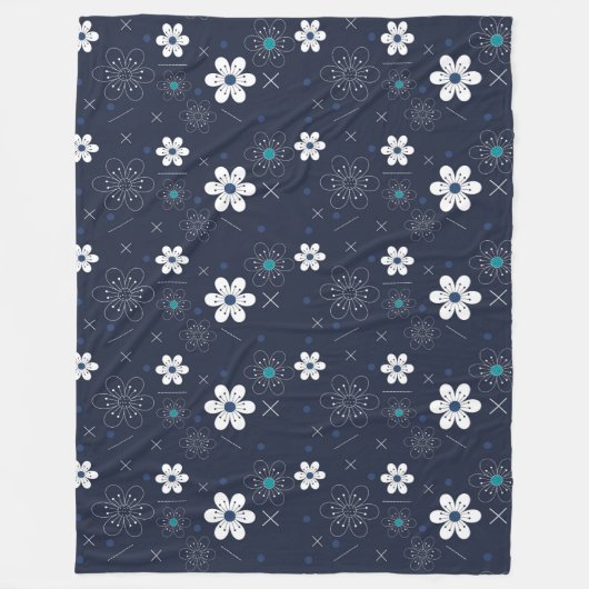 真夜冬の花の毛布 フリースブランケット (正面)