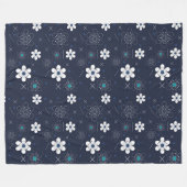 真夜冬の花の毛布 フリースブランケット (正面(横))