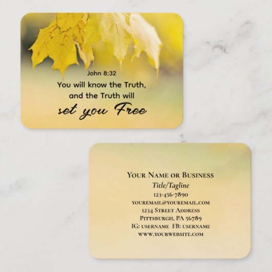 「真実があなたを自由にしてくれる」ヨハネ 8:32 聖書の言葉 ビジネスカード (正面/裏面)