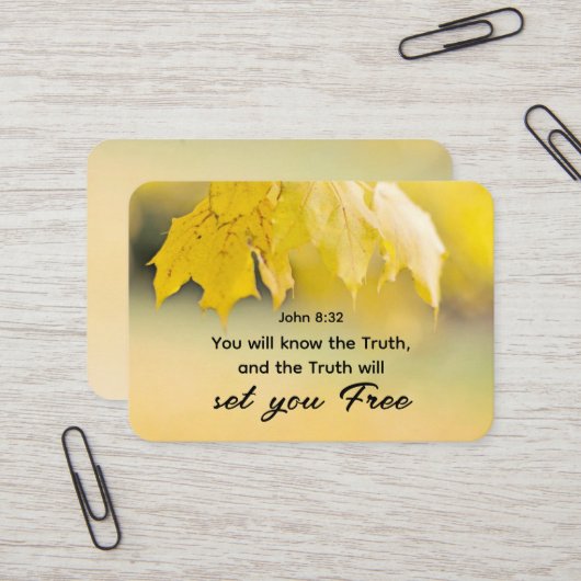 「真実があなたを自由にしてくれる」ヨハネ 8:32 聖書の言葉 ビジネスカード (正面/裏面インサイチュ)