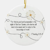 真実のデイジーの花の聖書の引用文の知識 セラミックオーナメント (正面)