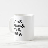 真実の大臣及び平和及び愛及び沢山 コーヒーマグカップ (正面左)