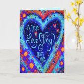 真実の愛の物語は永遠に続く バレンタインの引用 カード (黄色い花)