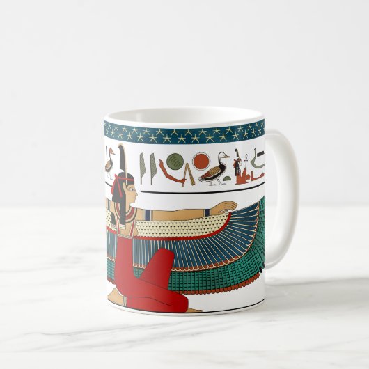 真実のMa'atの飛んだエジプトの女神 コーヒーマグカップ (正面右)