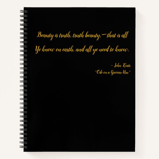 真実は美しいノート – John Keats引用文 ノートブック (正面)