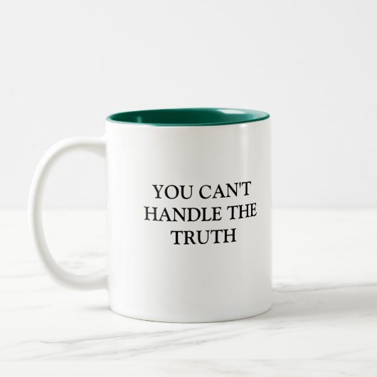 真実を扱うことができません ツートーンマグカップ (左)