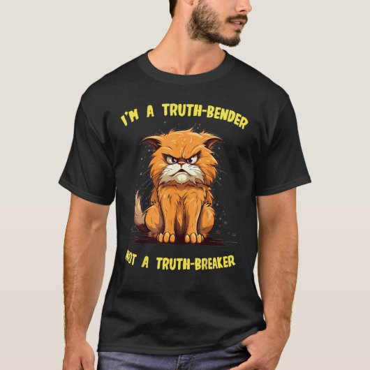 真実を捻じ曲げる猫の顔 Truth-Bender not a Truth-Break Tシャツ (正面)