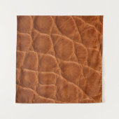 真実在のタン褐色アリゲーターレザーの風合い タペストリー (正面(横))