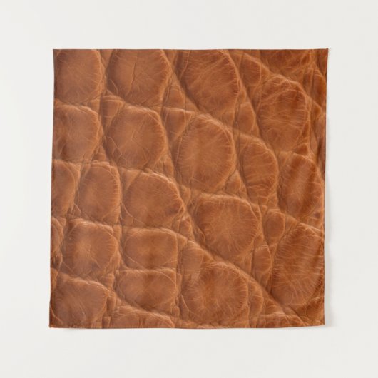 真実在のタン褐色アリゲーターレザーの風合い タペストリー (正面(横))