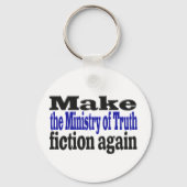 真実省フェイクニュース黒と青の文字 キーホルダー (正面)