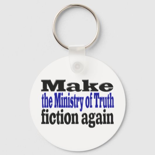 真実省フェイクニュース黒と青の文字 キーホルダー (裏面)