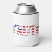 「真実」という文字とアメリカ国旗 缶クーラー (缶裏面)