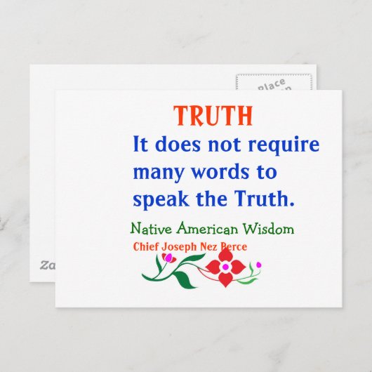 真実 :  ネイティブアメリカンの知恵の言葉 ポストカード (正面/裏面)