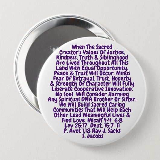 真実、正義、親切のための統合された計画 缶バッジ (正面&裏面)