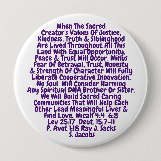 真実、正義、親切のための統合された計画 缶バッジ (正面)