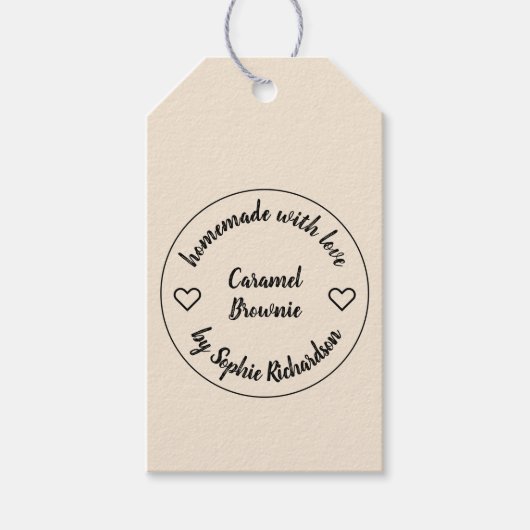 真心を込めて |手作りフードアイボリークリームハート ギフトタグ (正面)