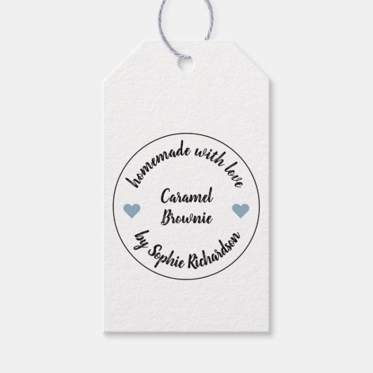 真心を込めて |自家製焼いたグッズ灰色ハート ギフトタグ (正面)