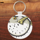 真性のフグの白黒 キーホルダー (正面)