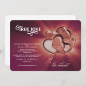 真愛ローズゴールドハート ウェディング招待状 案内状 (正面/裏面)