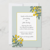 真新しいアクセントの招待状が付いている黄色い花 招待状 (正面)