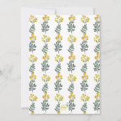 真新しいアクセントの招待状が付いている黄色い花 招待状 (裏面)