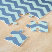 真新しいシェブロンの青い勾配 ジグソーパズル (側面)