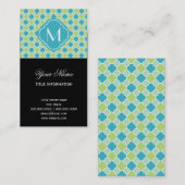 真新しいターコイズおよび緑のクローバーパターン 名刺 (正面/裏面)