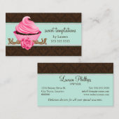真新しいピンクのオートクチュールのカップケーキのベーカリー 名刺 (正面/裏面)