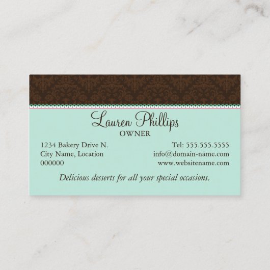 真新しいピンクのオートクチュールのカップケーキのベーカリー 名刺 (裏面)