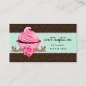 真新しいピンクのオートクチュールのカップケーキのベーカリー 名刺 (正面)