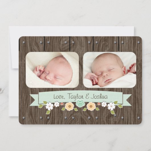 真新しいモノグラムの蹄鉄の西部の誕生の発表 案内状 (裏面)